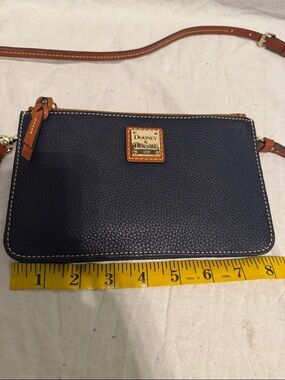 Dooney & Bourke Navy Pebbled Leather Crossbody with Tan Trim